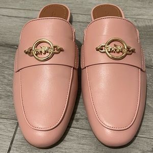 NEW Coach Pinky Nude Leather Mule Loafers